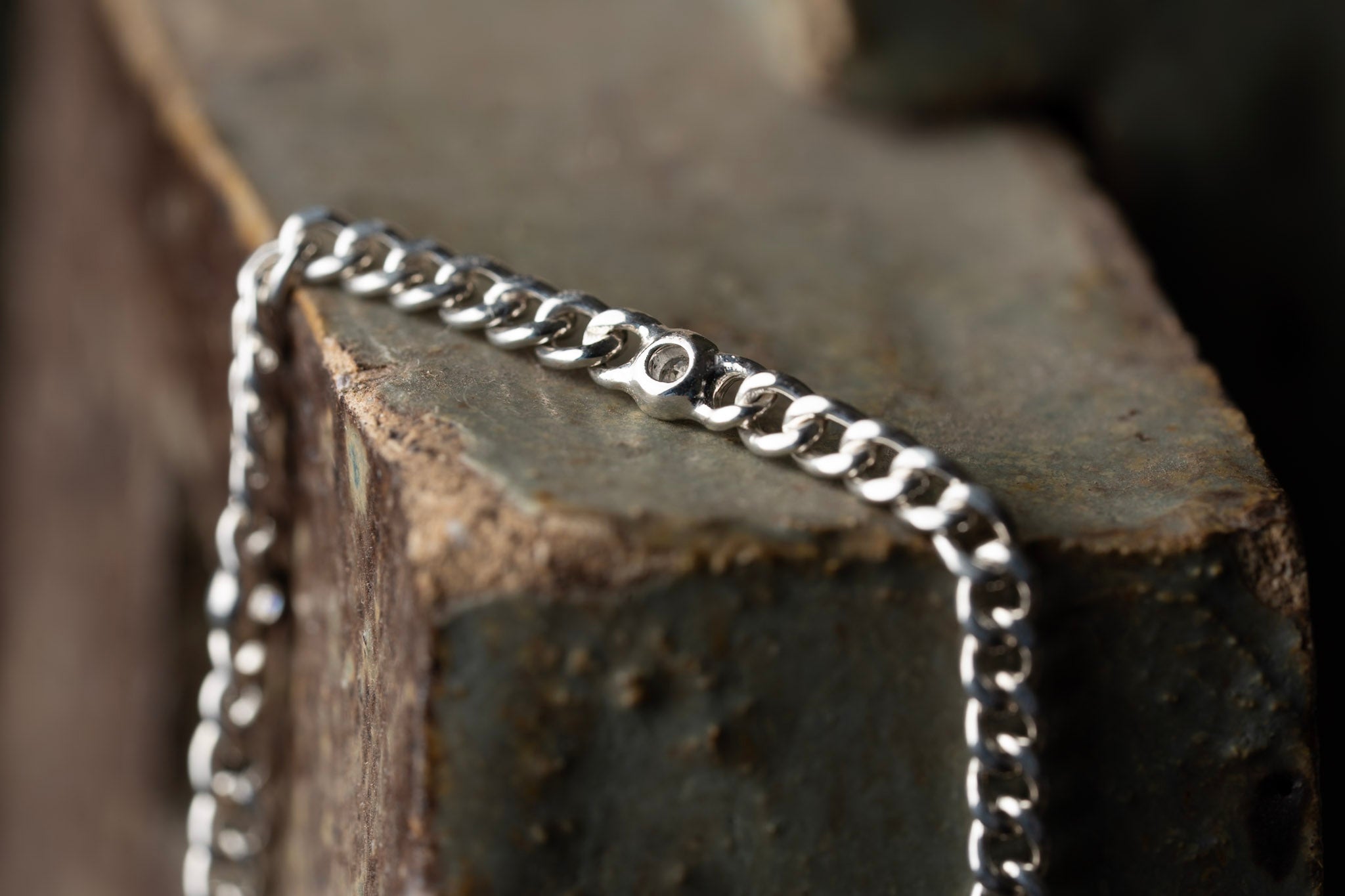 Collar cadena grumette con circones en bisel