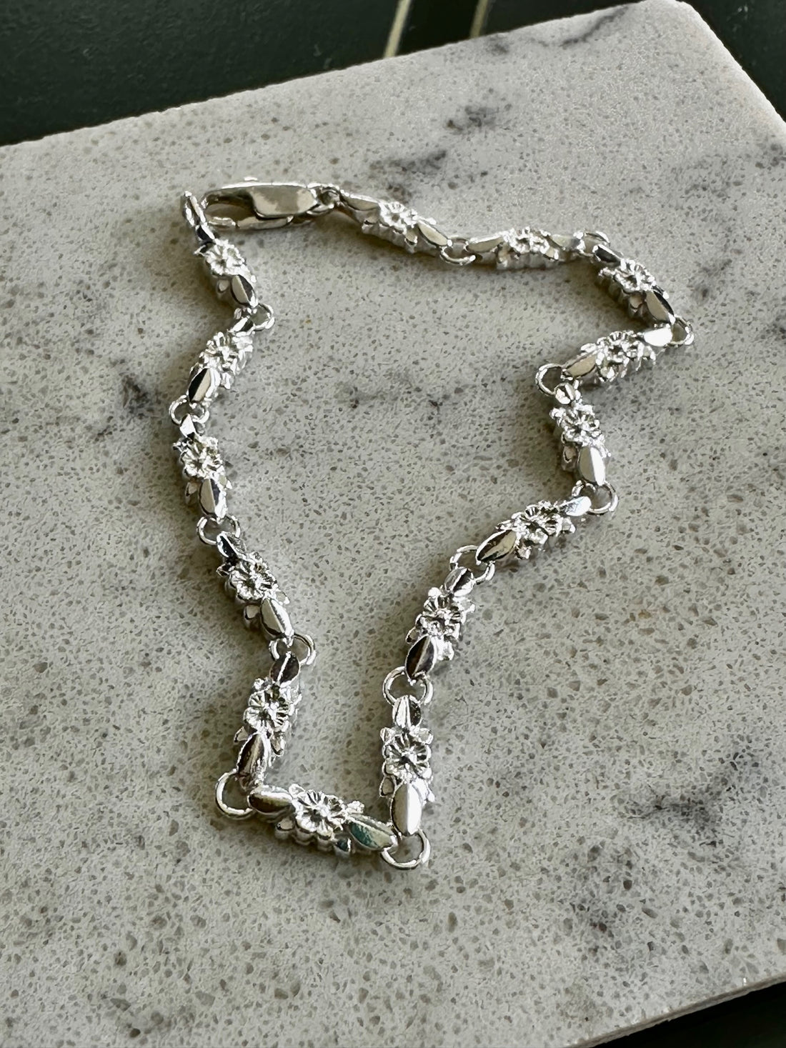 Collar Cadena Flores Plata 950