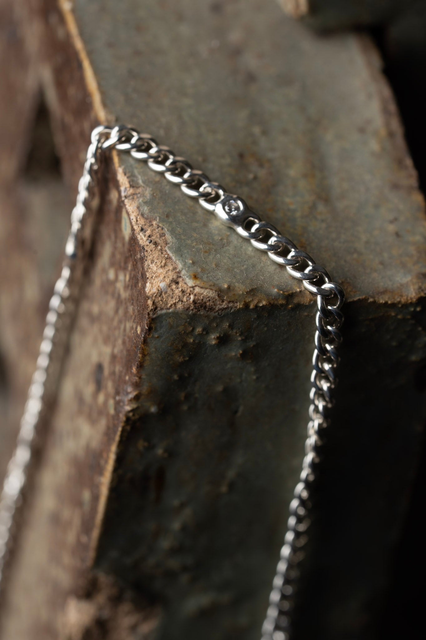 Collar cadena grumette con circones en bisel