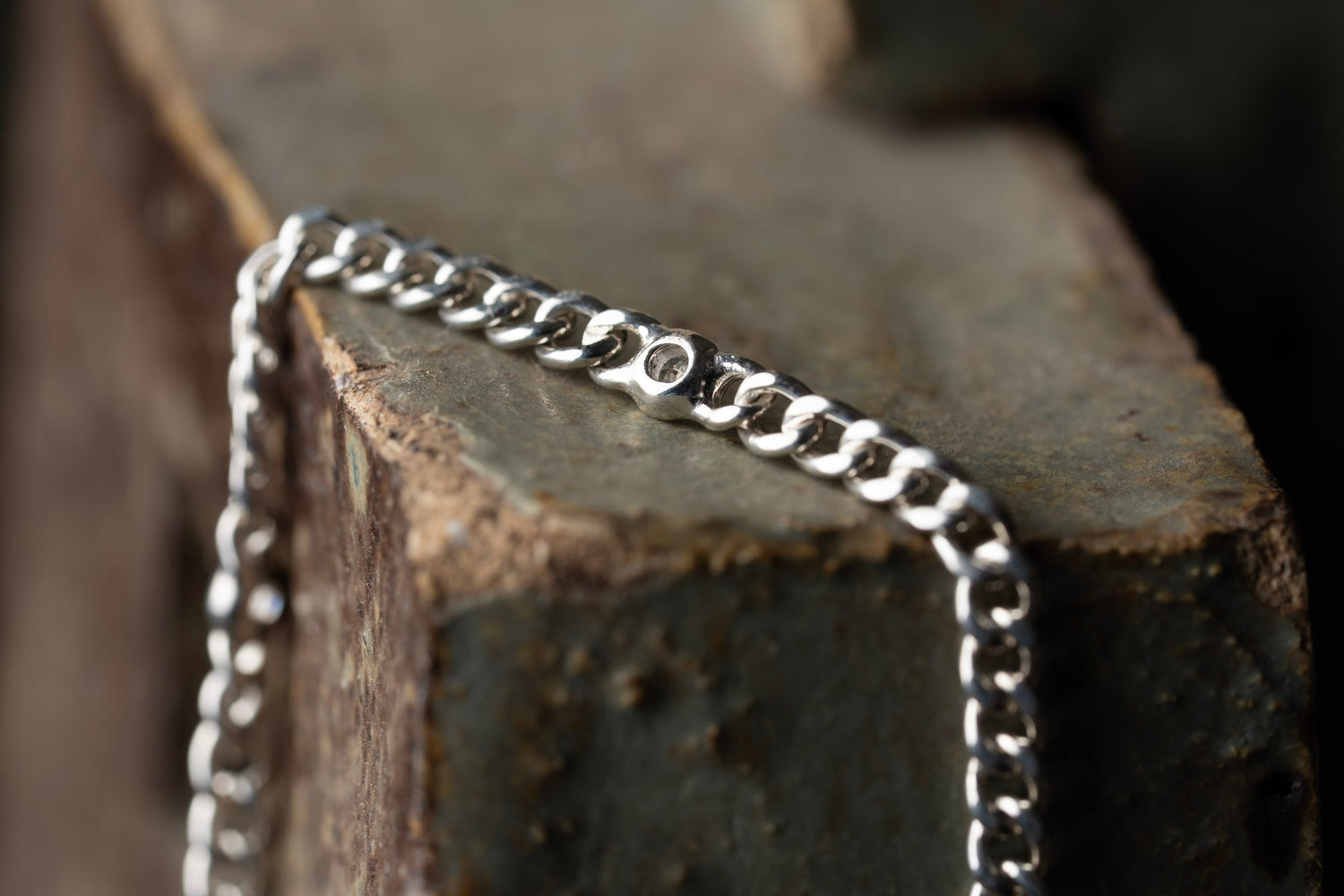 Collar cadena grumette con circones en bisel
