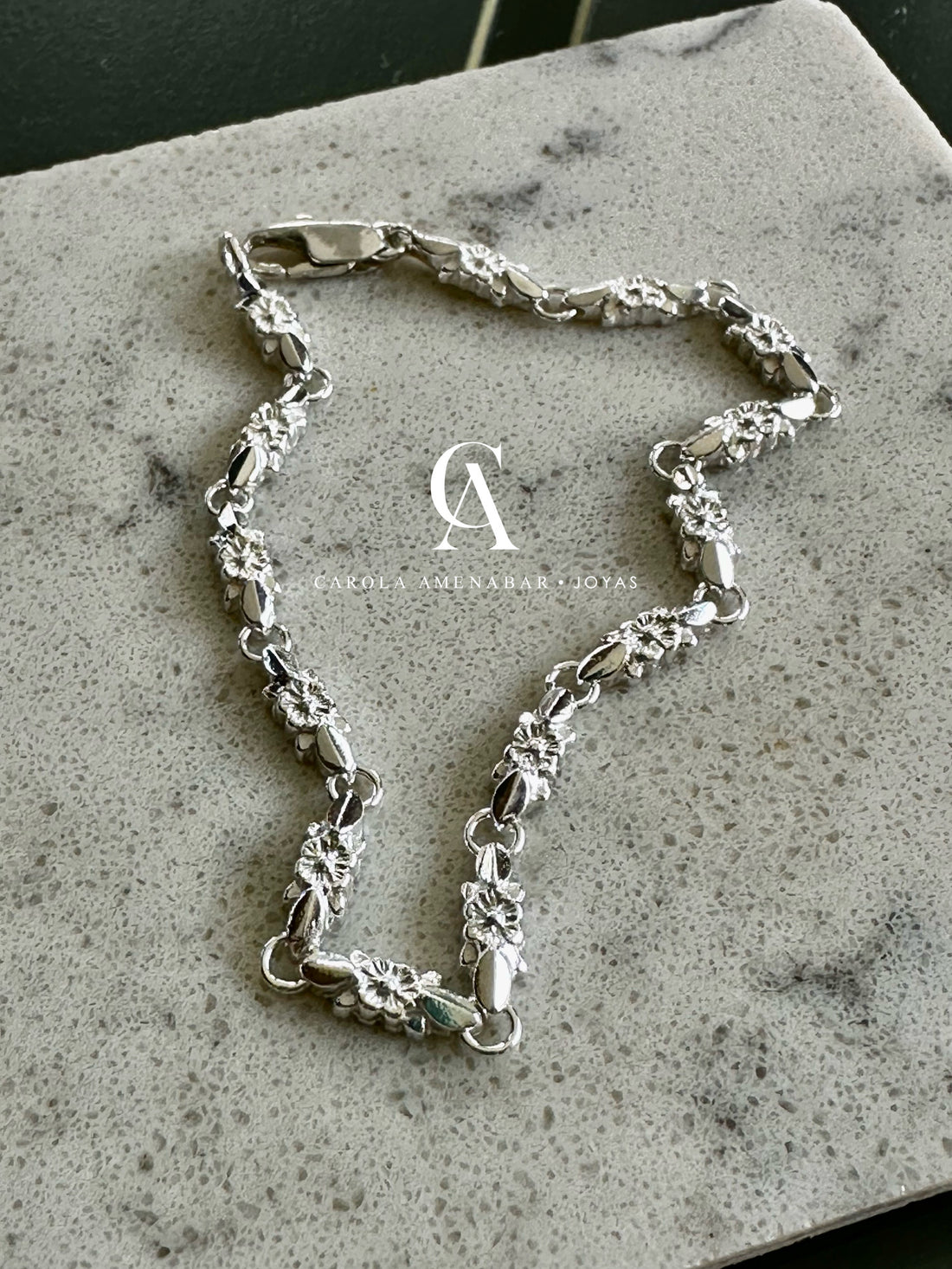 Collar Cadena Flores Plata 950