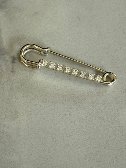 Broche alfiler de plata rodinada de 950 con circones