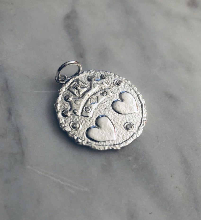 Colgante Dos Corazones Plata 950