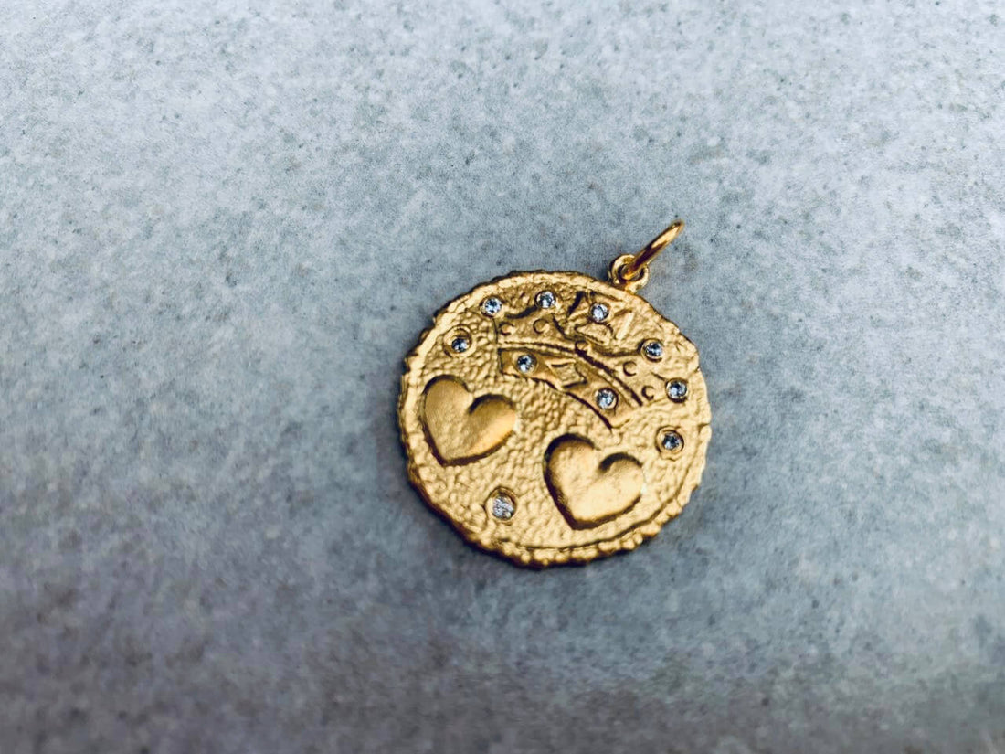 Colgante Dos Corazones Plata 950 bañada en oro